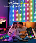 Lit Smart Curtain Lights 400 LED 6.6ft By 6.6ft Fairy String Lights With App Control and Remote in living room with music sync