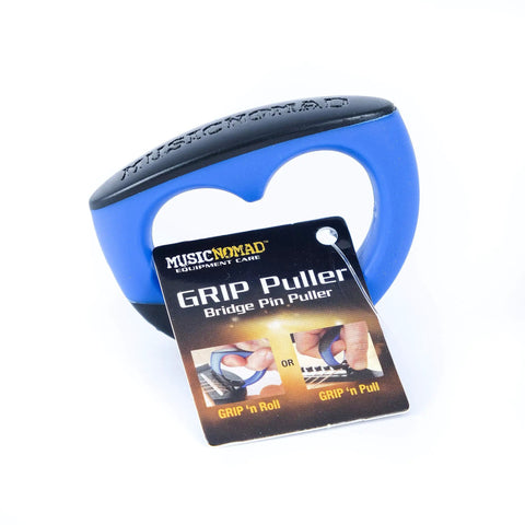 Premium Acoustic Guitar Bridge Pin Puller with rubber grip and tag, designed for one-handed use without metal contact.