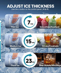 Adjustable ice thickness settings displayed for Top Shelf Commercial Ice Maker Delivers A Solid 120 Lbs Daily Output With 33 Lbs Storage Plus Built In Water Filter Making It A Total Game Changer For Home Bars And Weekend Hangouts That Need Ice Fast.