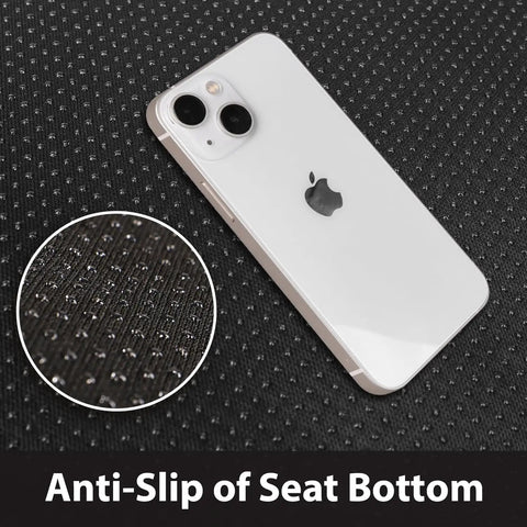 Anti-slip backing detail of 3D Foam PU Leather Car Seat Covers Universal Full Set for Trucks SUVs and Sedans Waterproof Black Red