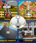 Heavy Duty Fishing Magnet Set With 1600 Lbs Pulling Power, 4.72 Inch Diameter, showcasing uses in various environments