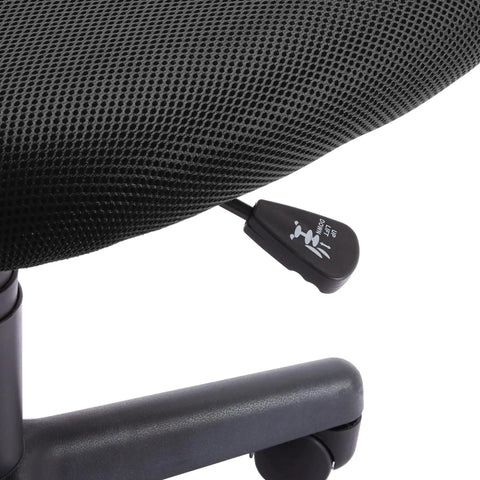 Close-up of height adjust lever on Comfy All Day Low Back Office Chair With Breathable Mesh Back And Height Adjustable Seat.