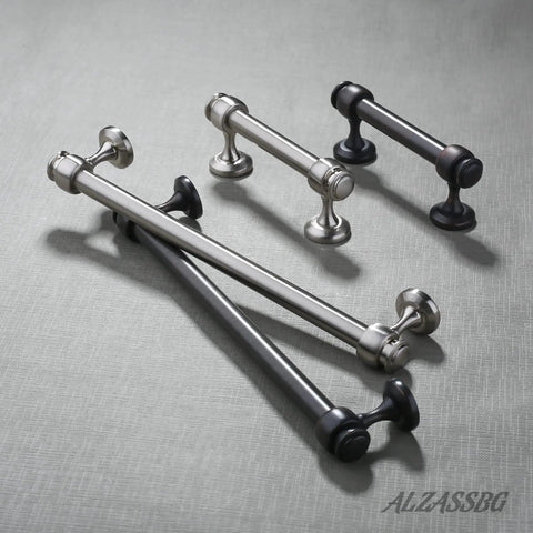 Ten Pack Matte Black Cabinet Pulls 7 Inch Straight Bar Handles For Cabinets And Drawers 177.8mm Hole Centers Kitchen Hardware