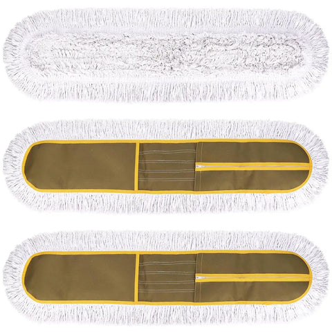 Heavy Duty Microfiber Dust Mop Head 3 Pack 36 Inch with gray pads for cleaning hardwood, tile, and marble floors.