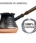 Copper Turkish Coffee Pot With Wooden Handle 7 Oz Cezve Ibrik Jezve Jazve For Pro Brew Everyday Armenian Greek Arabic Coffee