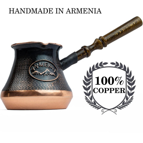 Copper Turkish Coffee Pot With Wooden Handle 7 Oz Cezve Ibrik Jezve Jazve For Pro Brew Everyday Armenian Greek Arabic Coffee