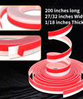 Close-up of red and white Splinter Guard Replacement Strip FS SP 5000 for track saw guide rails, visible in coiled form.