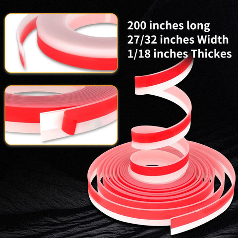 Close-up of red and white Splinter Guard Replacement Strip FS SP 5000 for track saw guide rails, visible in coiled form.