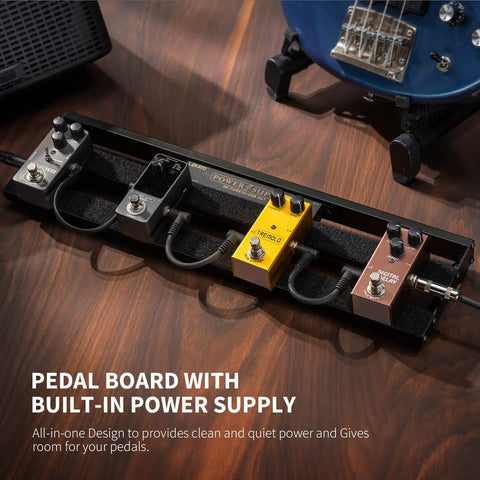 Grab-And-Go Guitar Pedalboard with Built-In Power Supply, Nine Independent Outlets Plus USB Port, Quiet, Short-Circuit Protected