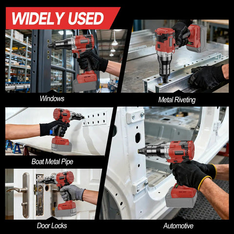 Cordless Rivet Nut Gun for Milwaukee 18V Battery used for metal riveting, windows, boat metal pipe, door locks, automotive