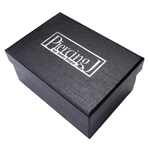 Black packaging box for Dope Value Pack Mixed Stone Wood And Acrylic Ear Plugs Set with visible Piercing J branding.