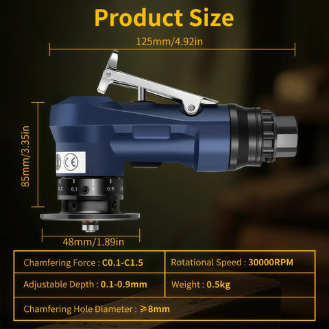 Pro Grade High Performance Pneumatic Chamfering Tool For Metal Wood PVC And Acrylic, 30000 RPM Air Deburring Bevel Tool