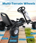Kids Pedal Go Kart With Adjustable Seat Handbrake Free Wheel And Pedal Modes Four Wheel Ride On Toy Car with terrain labels