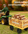 Beast 1400 Pound Garden Dump Cart 3 In 1 Yard Wagon With Removable Side Panels And 13 Inch All Terrain Tires in use towing firewood