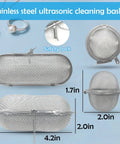 Four Pack Stainless Steel Ultrasonic Cleaner Baskets For Jewelry And Earrings Includes Two Large And Two Small Mesh Wash Baskets Knockout Set with safety lock.