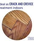 Close-up of wood flooring crack and crevice ideal for Ant Dust Powder Insect Killer For Indoors And Outdoors Kills Ants Fire Ants Cockroaches.