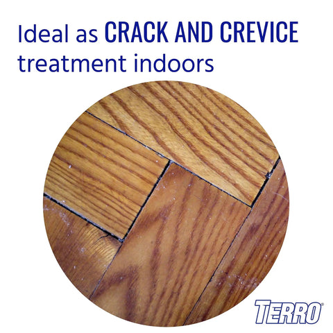 Close-up of wood flooring crack and crevice ideal for Ant Dust Powder Insect Killer For Indoors And Outdoors Kills Ants Fire Ants Cockroaches.