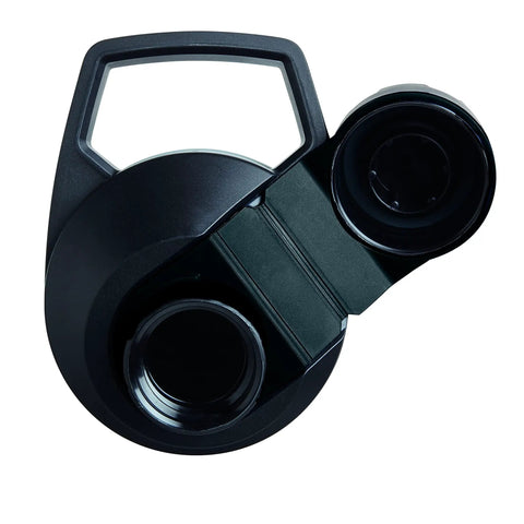Close-up of the black magnetic cap from a Chute Mag Water Bottle With Magnetic Cap And Leak Resistant Design For Easy One Hand Sips On The Go