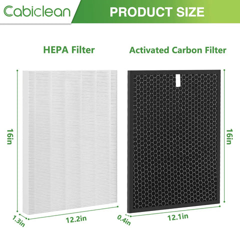 HR900 Compatible Filter Set With HEPA And Activated Carbon Filters For Your Pet Air Purifier Replacement Duo Pack Includes 1 HEPA And 1 Carbon Filter Captures 99.97 Percent Of Dust Dander Smoke And Allergens At Home, showing filter sizes 16x12.2 inches