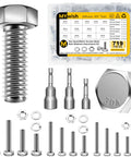All In One Metric Bolt Kit With M4 M5 M6 And M8 Hex Head Bolts Nuts And Washers 719 Piece Set for DIY Projects