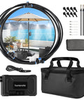 Beat The Heat Anywhere Portable Misting System with 12000mAh Pump and 20L Water Bucket, includes 7.5m hose and 4 brass nozzles