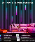 12PCS RGB+IC Led Recessed Lighting Kit Wall Panel Lights (22″+35″+54″) displayed on a slatted wall with colorful accents.