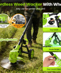 4 In 1 Electric Weed Wacker With Wheel Cordless Stringless Trimmer Yard Boss Lightweight Brush Cutter Edger And Mini Lawn Mower