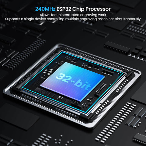 240MHz ESP32 chip processor for Beast Power 20000mW Laser Engraver And Cutter, shown on a circuit board with 32-bit label.