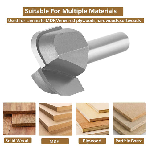 Pro Grade Bowl Tray Router Bit Quarter Inch Shank Three Quarter Cut Diameter Carbide Tip Two Flute Milling Cutter for woodworking.
