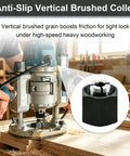 Heavy Duty Router Collet Set Packing 1/2 And 1/4 Inch Bushings For Weekend Warriors And Tool Shed Pros ALike shown in use with an anti-slip brushed finish.