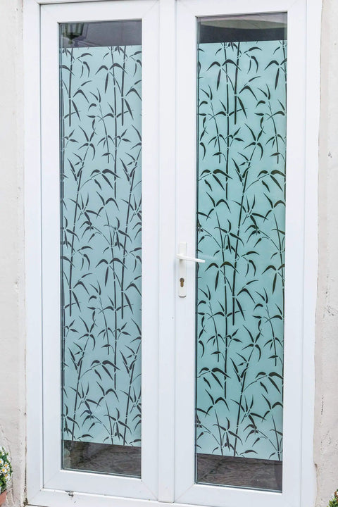 Privacy Window Film Bamboo Pattern Reusable Static Cling For Glass Surfaces Easy Peel And Reposition on glass doors