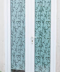 Privacy Glass Window Film Bamboo Pattern 17 Inches By 59 Inches Roll Reusable Static Cling Removable Window Covering installed on doors