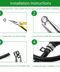 Rierdge hose clamps set, 40-piece, 1/4 ID, black steel, for 6.5–7.2mm OD hoses; installation instructions