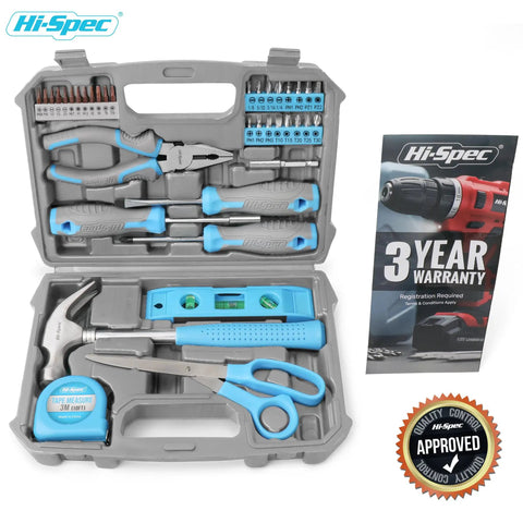 Household Starter Tool Kit With Portable Toolbox For Dorm Rooms Blue, 38 Piece DIY Essentials For Home Repairs And Small Projects, Magnetic Bit Driver With 28 Standard And Precision Bits, Multi Purpose Screwdriver Set For Quick Fixes, open case