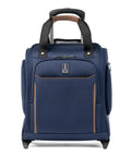 Front view of the Underseat Carry-On Softside Luggage Road-Ready, Patriot Blue, with water-resistant pocket and 14-inch laptop sleeve.