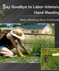 Woman weeding with All Around Japanese Weeding Sickle Hand Hoe For Gardening With Razor Sharp Blade And Ergonomic Grip Lightweight Yet Durable