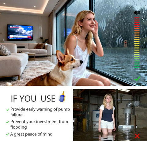 Indoor Outdoor Sump Pump Alarm With 110dB Audible Alert And LED Indicator, 10ft Float Switch For Septic Systems, Ponds, Water Tanks And Basements, High Water Level Protection To Keep Your Crib Dry.