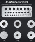 Stainless Steel Drill Gauge 29-Hole For Inches Fractions Decimals, Measures 1/16 To 1/2 Inch Drill Bits And 17/64 To 1/2 Inch Bolt Wire Diameters