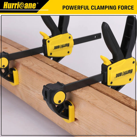 One Handed Bar Clamps Set, 6 Pack Quick Release With 6 Inch And 12 Inch Trigger Clamps for woodworking on wooden board