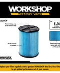 Pro Grade Fine Dust Wet Dry Vacuum Filter Replacement for 5 to 16 Gallon Shop Vacs with Qwik Lock Fastening 1 Pack