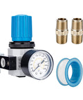 Three Eighths Inch NPT High Pressure Air Regulator With Steel Guarded Gauge, 116 SCFM At 230 PSI, Heavy Duty Build, Semi Auto Drain