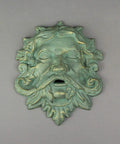 Heavy Duty Cast Iron Celtic Green Man Wall Plaque Sporting A Dead Cool Antiqued Verdigris Finish Standing Ten Inches Tall