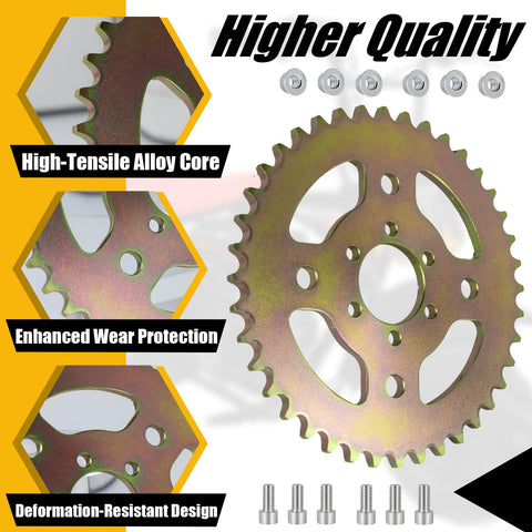 40T Steel Rear Sprocket for Mini Bikes 6 Hole Direct Replacement With Wrench Included, Compatible With CT100U CC100X