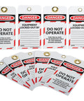 Tough As Nails Lockout Tags Do Not Operate Heavy Duty Vinyl; pack of eight tags with brass grommet for machine safety.