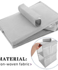 Layered Hanging Storage Bag Slick Nonwoven Closet Organizer With Roomy Pockets showing grey non-woven fabric design and handle.