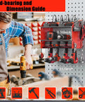 Heavy Duty Wall Mount Power Tool Organizer With Three Shelves And Cordless Drill Storage Metal Tool Rack For Garage Holds Batteries Hand Tools And Even A Charging Station against pegboard display