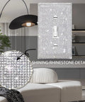 Shiny Silver Rhinestone Light Switch Cover Plate With Single Toggle, Sparkling Decorative Wall Plate in a modern living room