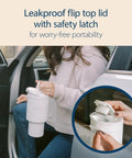 Vacuum Insulated Stainless Steel Baby Formula And Breast Milk Chiller Tumbler With Cooling Insert Keeps Milk Ice Cold On The Go For Parents Riding The Daily Grind Or Hitting The Road In Arctic White with a leakproof flip top lid.