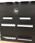 Black steel frame of Heavy Duty Workbench With Attachable Tool Organizer, Adjustable And Durable, showing tool slots