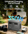 Portable Power Station 700W Surge, 230.4Wh LiFePO4 Battery on table during camping